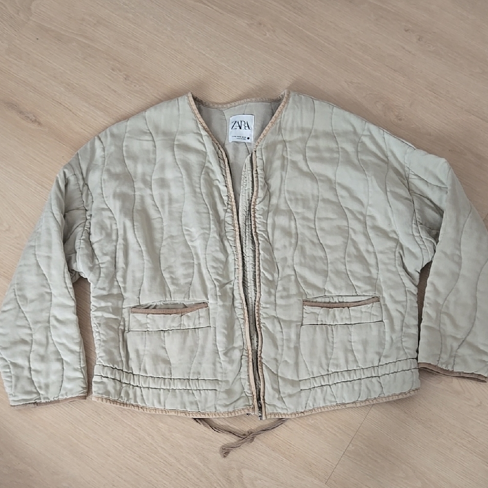 Zara sage green Quilted Jacket